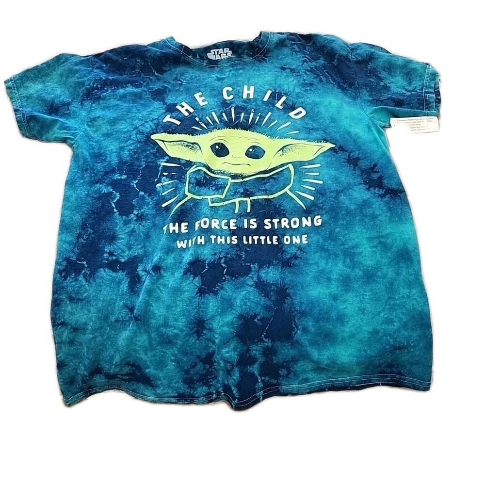 Star Wars Baby Yoda / Grogu T-Shirt Tee Mens L Blue Tie Dye Short Sleeve New NWT